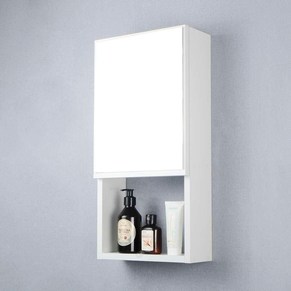 Armário para Banheiro com Espelho Mênfis Branco 27cm