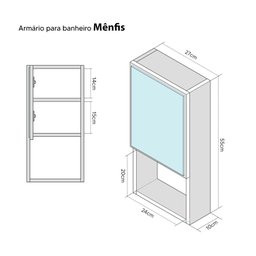 Armário para Banheiro com Espelho Mênfis Branco 27cm - 4