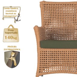 2 Poltronas e 1 Mesa Igapó em Alumínio Pintura Fendi Corda Náutica Estofado 13 - 4