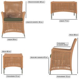 2 Poltronas e 1 Mesa Igapó em Alumínio Pintura Fendi Corda Náutica Estofado 13 - 2