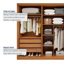 Ver mais imagens de Guarda-Roupa Casal 6 Portas de Vidro Reflecta com LED MDF 270cm Suavitá Glass Marrom Amêndoa Clean