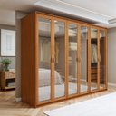 Ver imagem 1 de Guarda-Roupa Casal 6 Portas de Vidro Reflecta com LED MDF 270cm Suavitá Glass Marrom Amêndoa Clean