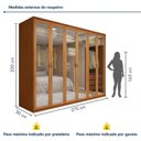 Ver imagem 3 de Guarda-Roupa Casal 6 Portas de Vidro Reflecta com LED MDF 270cm Suavitá Glass Marrom Amêndoa Clean