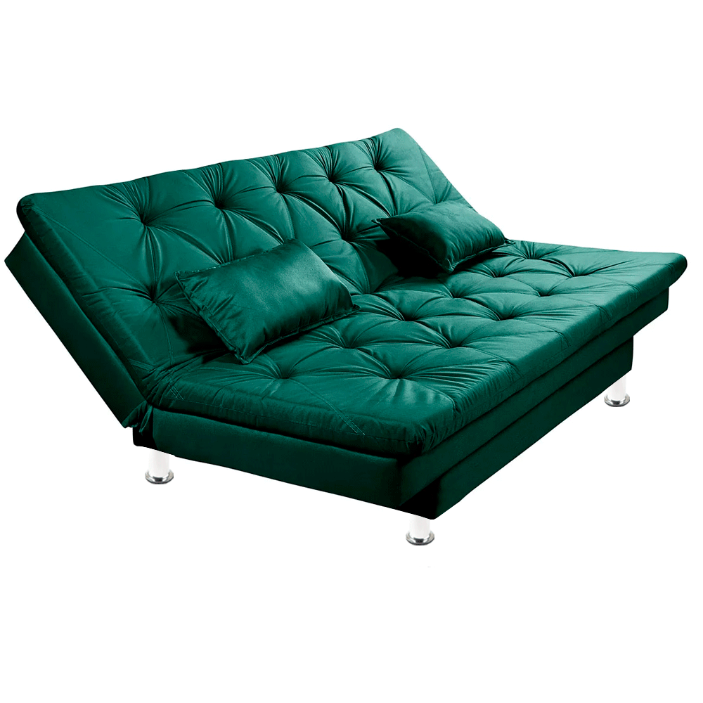 Sofá Cama 3 Lugares Multiuso Sued Premium:verde Musgo - 2