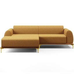 Sofá 4 Lugares Chaise Esquerdo Sala Molino 255cm D02 Pés D\'ouro Prime Bouclê Mostarda Pb-03 - 5