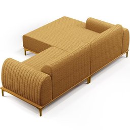 Sofá 4 Lugares Chaise Esquerdo Sala Molino 255cm D02 Pés D\'ouro Prime Bouclê Mostarda Pb-03 - 4