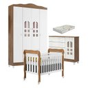 Ver imagem 1 de Quarto de Bebê New Selena 4 Portas com Berço Lila e Cômoda Selena Branco Acetinado Amadeirado e Colc