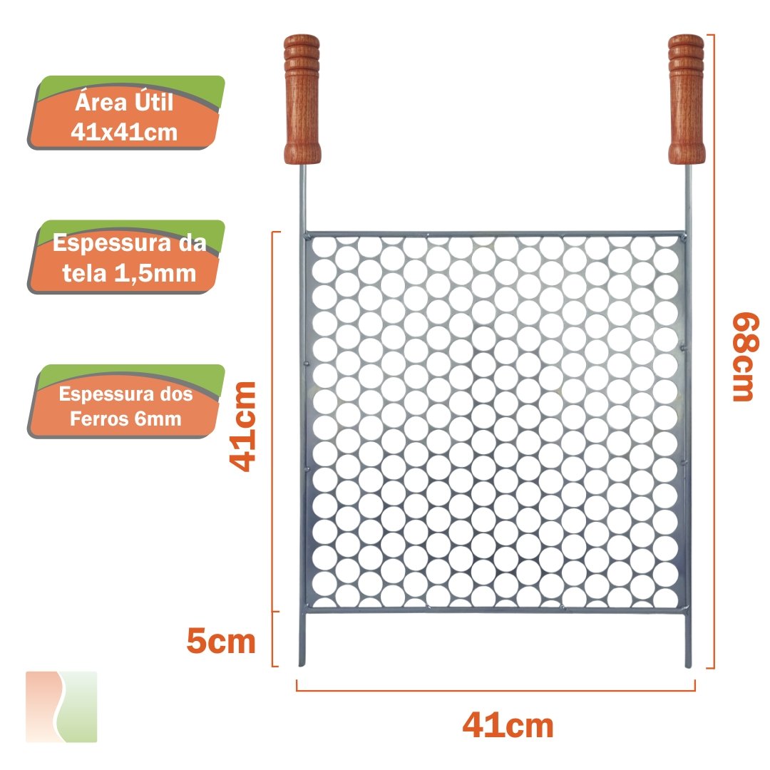 Grelha Moeda Galvanizada Ferro Redondo 40x40 Churrasco - 3