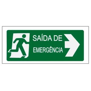 Placa de Sinalização de Emergência - Saída de Emergência À Direira 10x20cm