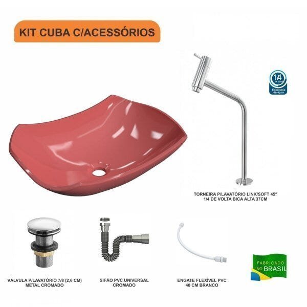 Kit Cuba L42 com Torneira Link 1062 Metal e Válvula Click 1"G + Sifão Cromado e Flexível - 3