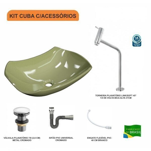Kit Cuba L42 com Torneira Link 1062 Metal e Válvula Click 1"G + Sifão Cromado e Flexível - 3
