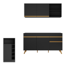 Ver imagem 6 de Armário de Cozinha Compacta com Bancada Americana Veneza Multimóveis Mp2200 Preto/dourado