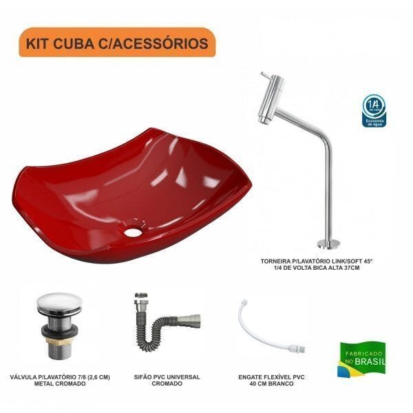 Kit Cuba L42 com Torneira Link 1062 Metal e Válvula Click 1"G + Sifão Cromado e Flexível - 3