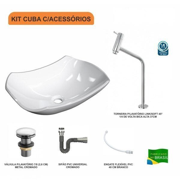 Kit Cuba L42 com Torneira Link 1062 Metal e Válvula Click 1"G + Sifão Cromado e Flexível - 3