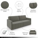 Ver imagem 3 de Sofá-cama Decorativo Retrátil Thanos 2 Lugares 220cm Veludo Grafite G45 - Gran Belo