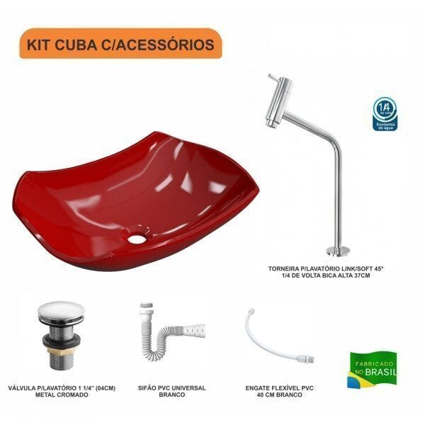 Kit Cuba L42 com Torneira Link 1062 Metal e Válvula Click 1 1/2" + Sifão PVC e Flexível Compace - 3