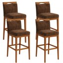 Ver imagem 1 de Kit 4 Banquetas Alta Cozinha Gourmet Conforto Suede:Suede Marrom