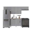 Ver imagem 2 de Cozinha Modulada 4 Peças 1 Balcão sem Tampo 3 Aéreos 100% MDF Bari Cinza/Titânio Fosco