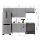 Ver imagem 3 de Cozinha Modulada 4 Peças 1 Balcão sem Tampo 3 Aéreos 100% MDF Bari Cinza/Titânio Fosco