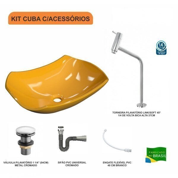Kit Cuba L42 com Torneira Link 1062 Metal e Válvula Click 1 1/2'' + Sifão Cromado e Flexível Compace - 3