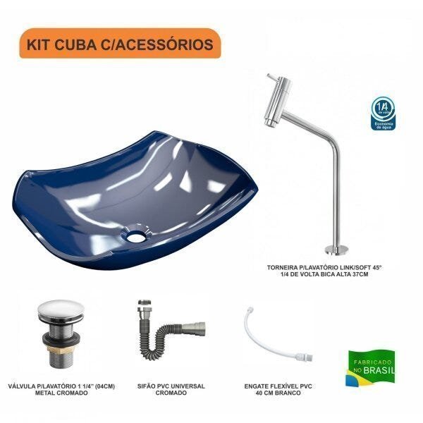 Kit Cuba L42 com Torneira Link 1062 Metal e Válvula Click 1 1/2'' + Sifão Cromado e Flexível Compace - 3
