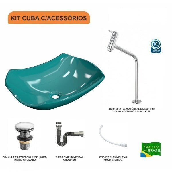 Kit Cuba L42 com Torneira Link 1062 Metal e Válvula Click 1 1/2'' + Sifão Cromado e Flexível Compace - 3
