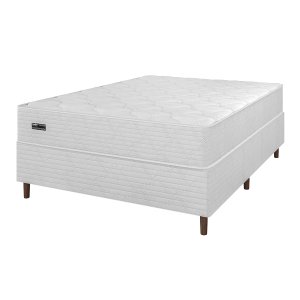 Cama Box Casal + Colchão Molas Ensacadas Attractive Umaflex (138x188x63cm) Branco