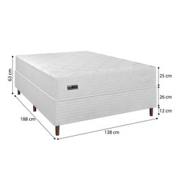 Cama Box Casal + Colchão Molas Ensacadas Attractive Umaflex (138x188x63cm) Branco - 5