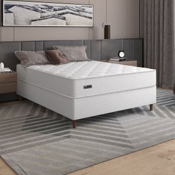 Cama Box Casal + Colchão Molas Ensacadas Attractive Umaflex (138x188x63cm) Branco - 2