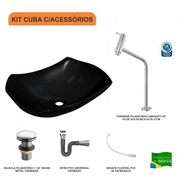 Kit Cuba L42 com Torneira Link 1062 Metal e Válvula Click 1 1/2" + Sifão Cromado e Flexível Compace - 3