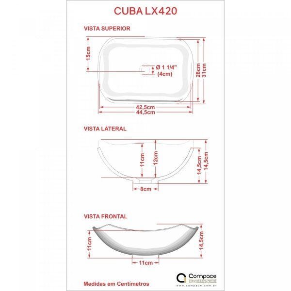 Kit Cuba L42 com Torneira Link 1062 Metal e Válvula Click 1 1/2" + Sifão Cromado e Flexível Compace - 8