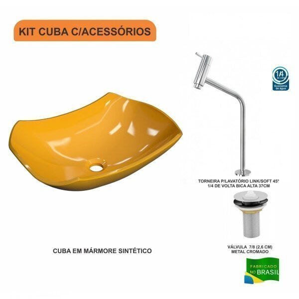 Kit Cuba L42 com Torneira Link 1062 Metal e Válvula 1'' Compace - 3