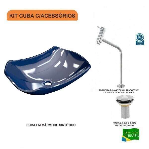 Kit Cuba L42 com Torneira Link 1062 Metal e Válvula 1'' Compace - 3