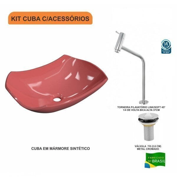 Kit Cuba L42 com Torneira Link 1062 Metal e Válvula 1'' Compace - 3