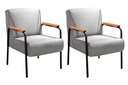 Ver imagem 1 de Kit 2 Poltronas Decorativas Jade Braços Fixo para Sala de Estar, Recepção - Linho Cinza