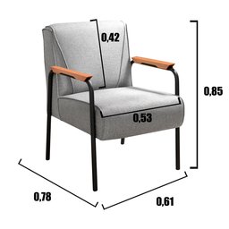 Kit 2 Poltronas Decorativas Jade Braços Fixo para Sala de Estar, Recepção - Linho Cinza - 5