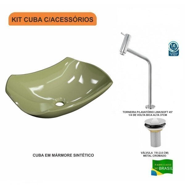 Kit Cuba L42 com Torneira Link 1062 Metal e Válvula 1'' Compace - 3
