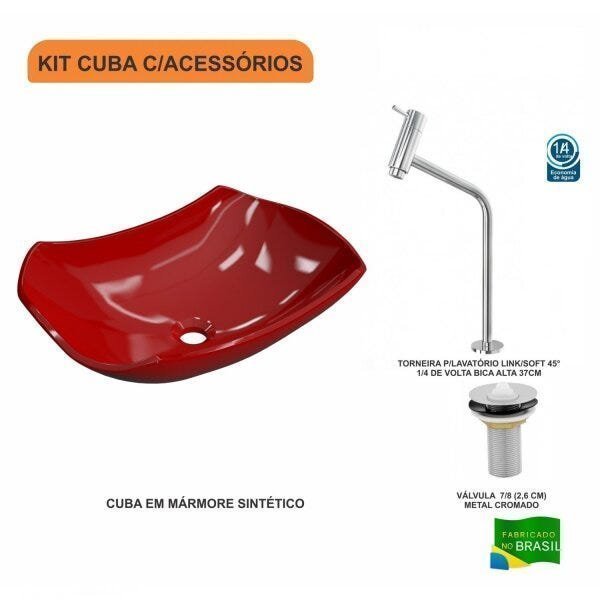 Kit Cuba L42 com Torneira Link 1062 Metal e Válvula 1'' Compace - 3