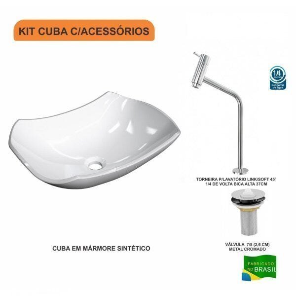 Kit Cuba L42 com Torneira Link 1062 Metal e Válvula 1'' Compace - 3