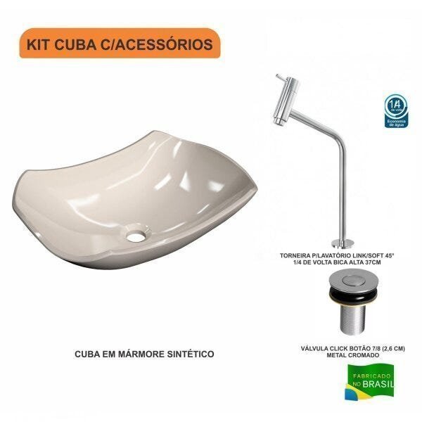Kit Cuba L42 com Torneira Link 1062 Metal e Válvula Click 1''B Compace - 3