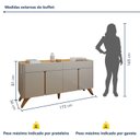 Ver mais imagens de Buffet Arcus 4 Portas e 2 Gavetas 172 cm Off White/Naturalle - Mavaular
