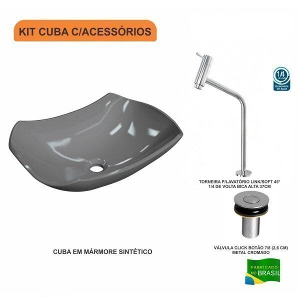 Kit Cuba L42 com Torneira Link 1062 Metal e Válvula Click 1''B Compace - 3