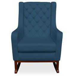 Kit Poltrona Amamentação Balanço Maju com Puff Flor Veludo:Azul Marinho - 3 Kit Poltrona Amamentação Balanço Maju com Puff Flor Veludo:Azul Marinho - 3