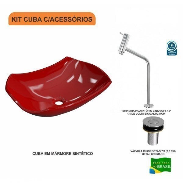 Kit Cuba L42 com Torneira Link 1062 Metal e Válvula Click 1''B Compace - 3