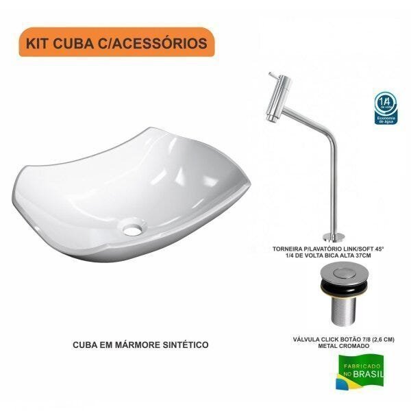 Kit Cuba L42 com Torneira Link 1062 Metal e Válvula Click 1''B Compace - 3