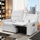 Ver imagem 7 de Poltrona do Papai Reclinável Sala de Cinema 2 Lugares Manual Baú Usb Pu Branco