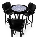 Ver imagem 1 de Conjunto Mesa Bistrô Alta Redonda 60cm + 3 Banquetas Bar Varanda Pub - Azulejo Português - Preta