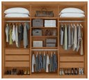 Ver imagem 6 de Guarda-roupas Casal Aries 6 Portas 5 Gavetas sem Espelho com Pés - Lp - Rei de Casa Amendoa Clean