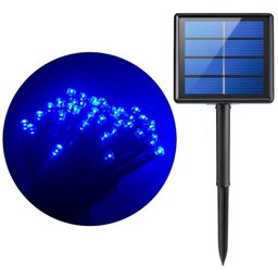 Cordão Pisca Pisca Solar Natal 100 Lâmpadas Leds Azul de 10m - 4