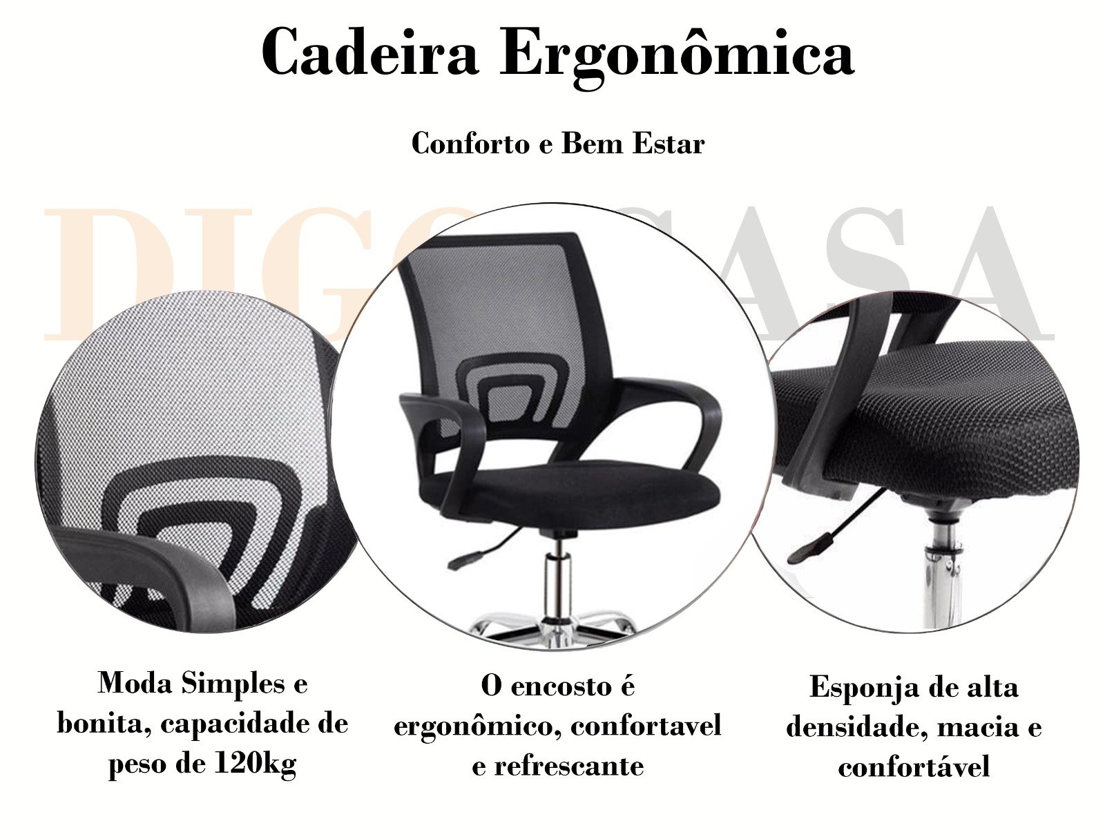 Kit Home Office Mesa de Estudo e Cadeira Giratório Digo.casa - 7